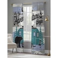 thumbnail image 4 of Sheer Curtains 84 Inches Long 2 Panels, Bear Green Tree CV on Wood Grain Rod Pocket Curtain Voile Draperies, Abstract Adventure Light Filtering Window Treatment for Living Room Kitchen Bedroom, 4 of 8