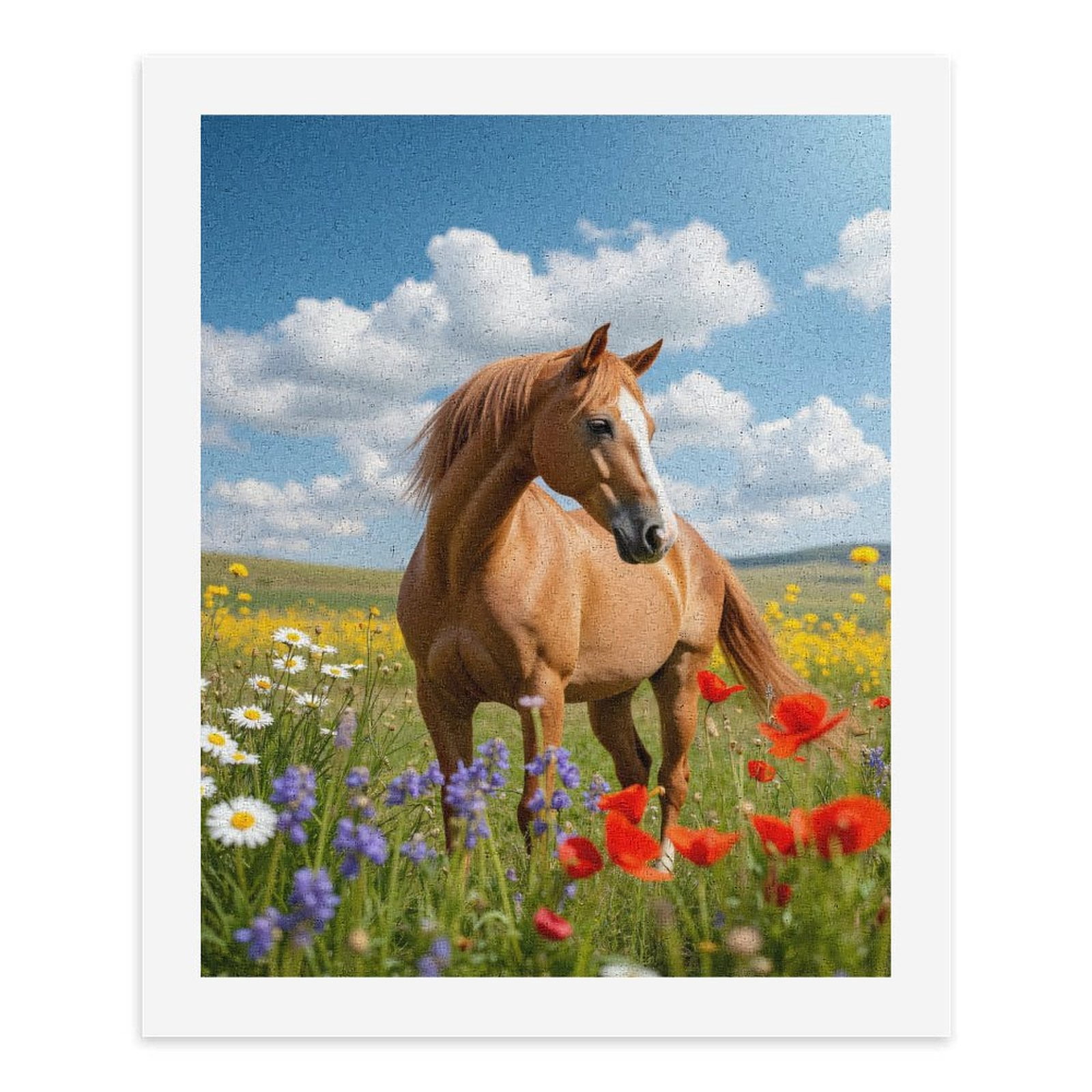 Paint By Numbers Kit for Adults Beginner - DIY Horse In Colorful Flower Field Canvas Painting Kits for Adults, Frameless Paint By Number for Adults for Home Wall Decor 16x20 Inch