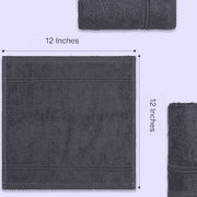 Living Fashions Washcloths 12 Pack – Size 12” x 12” – Soft & Absorbent Wash clothes (Grey)