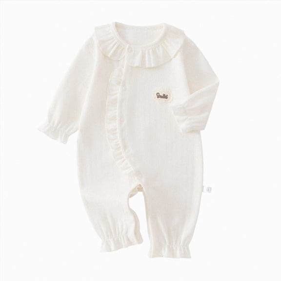 CAUYDY 3 6 9 12 18 24 Months Baby Girls Sleepers Newborn Clothes Fall Winter Preemie Long Sleeve Romper Infant Girl Cute Pajamas Toddler Bodysuit Sizes 9-12 Months,Beige