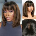 thumbnail image 1 of Peluca Rina Bob, 25 cm, pelo humano, densidad 200%, degradado, 1B/30, 1 of 6