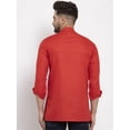 thumbnail image 4 of eloria Men's Trending Indian Traditional Solid Red Asymmetric Kurta, 4 of 7