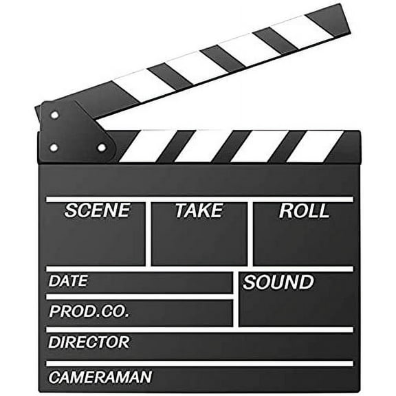 Movie Film Clap Board, Hollywood Clapper Board Wooden Film Movie Clapboard Accessory 12"x11" Give Away Erasable Pen