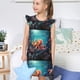 thumbnail image 4 of Balery Underwater Plant Octopus Camisón de princesa para niñas, pijama de algodón con mangas abullonadas, suave y bonito.-XX-Large, 4 of 6