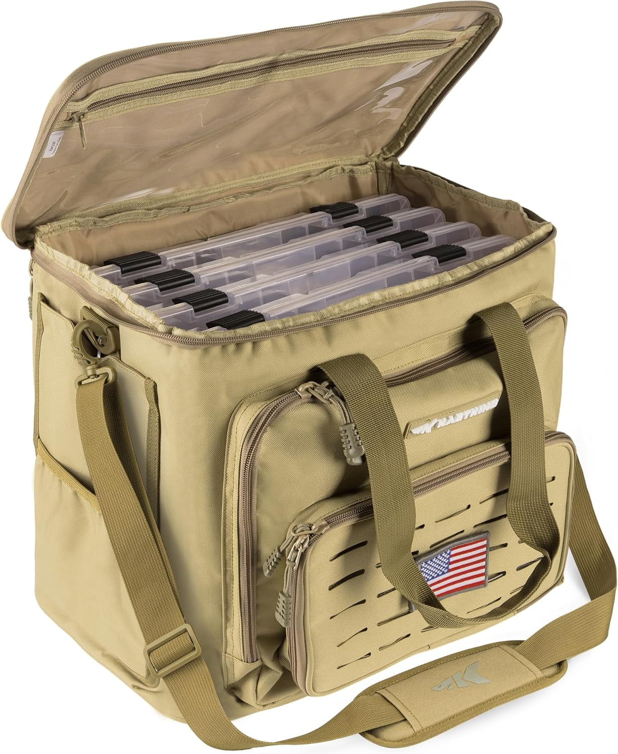KastKing Fishing Tackle Bags with 4 * 3700 Tackle Trays - Fishing Gear Storage-Karryall Khaki