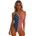 thumbnail image 6 of American Flag One Piece Swimsuits Women Sexy Patriotic USA 4th of July Bathing Suit (Red White and Blue, Large), 6 of 7