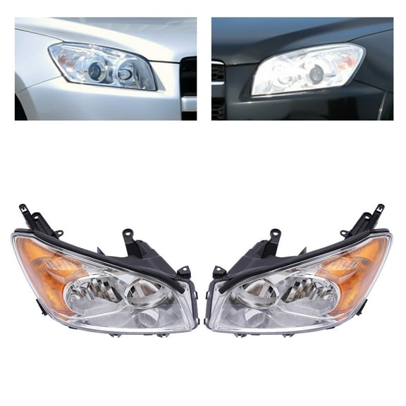 For Toyota Rav4 2009-2012 Pair Headlight Left&Right Good Compatibility Assembly Set Chrome Housing