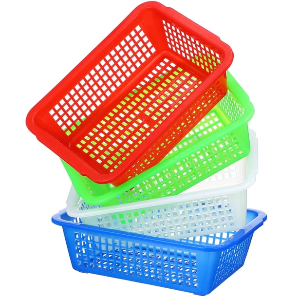Cestas de drenaje de plástico de 4 piezas Cestas de almacenamiento de múltiples cestas de supermercado