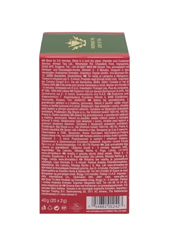 6 packs -Ahmad Raspberry & Pomegranate flavored Green Tea with Fruit Pieces 20 T/B