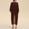 thumbnail image 6 of SwiftWear Women's Sheer Mesh Chiffon Kimono Robe Long Sleeve Fringe Trim Bathrobe, Elegant Open Front Cover Up Loungewear Valentine's Day Gifts for Her (Single Robe Only), Coffee, 6 of 8