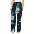 thumbnail image 3 of Disketp Gnome And Snowflakes Print Women'S Comfy Pajama Pants Casual Drawstring Palazzo Lounge Wide Leg Pants, 3 of 9