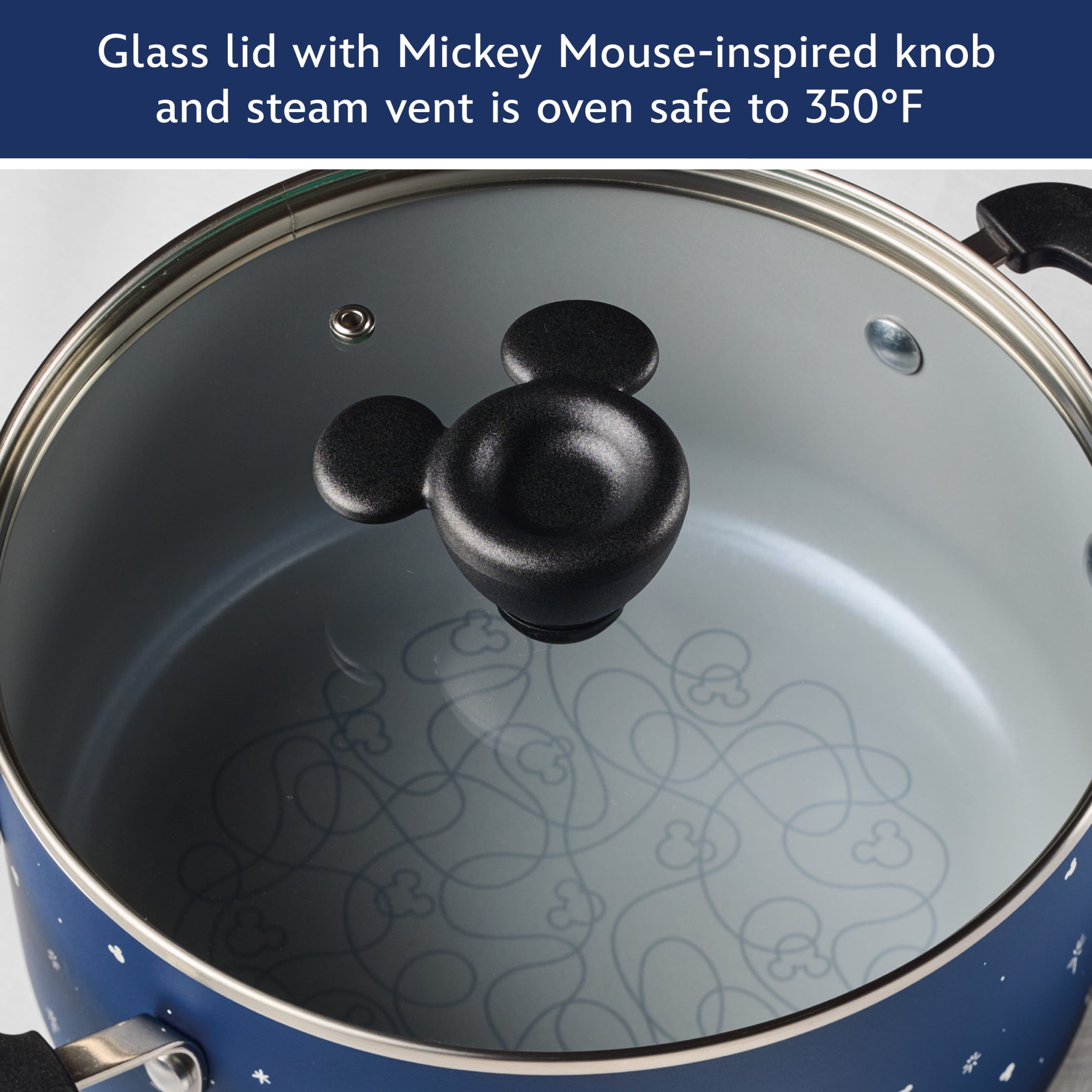 Farberware Disney Bon Voyage 5.5 Quart Ceramic Nonstick Stockpot with Lid, Dishwasher Safe, Blue