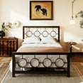 thumbnail image 1 of Amolife Brown Full Size Metal Platform Bed Frame with Circular Vintage Headboard & Footboard, 1 of 7