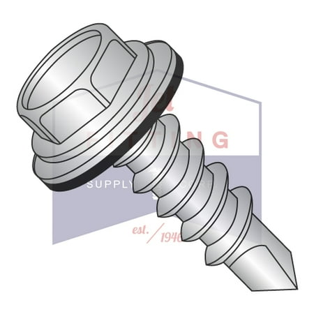 

8-18 x 1 Self-Drilling Screws | Unslotted | Hex Washers Head | 18-8 Stainless Steel | Bonded Neoprene Washer (Quantity: 1000)