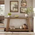 thumbnail image 2 of Farmhouse Solid Wood Entryway Table, 63-Inch Console Table with 2-Tier Shelf, 2 of 7