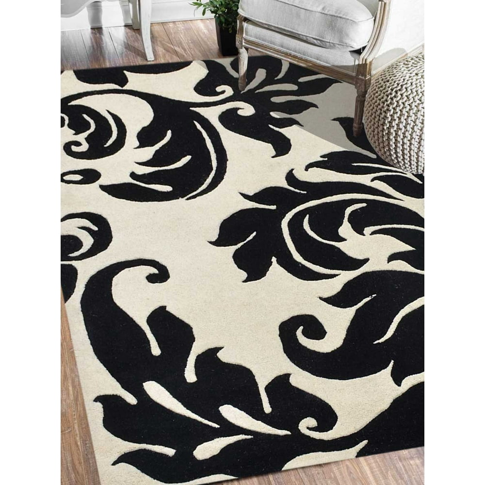 Rugsotic Carpets Hand Tufted Woolen 8' x 10' Floral Area Rug Cream