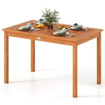 Costway 48 Inches Outdoor Dining Table for 4-6 People with Slatted Tabletop for Lawn Garden