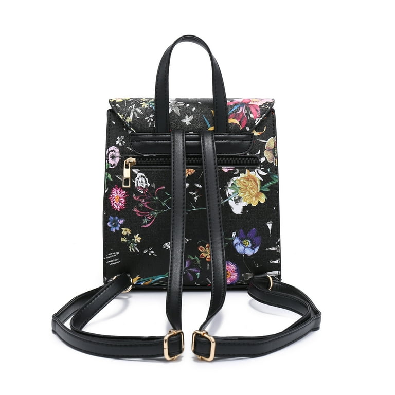 Ladies Floral Backpack Travel Leather Handbag Rucksack Shoulder