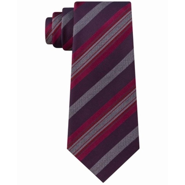 Kenneth Cole Reaction Cravate Slim à Rayures pour Hommes (Rouge Foncé, 3)