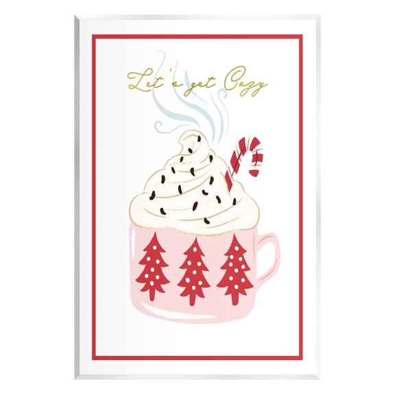 Stupell Industries Let's Get Cozy Pink Cocoa Graphic Art Unframed Art Print Wall Art, Design by The Saturday Evening Post