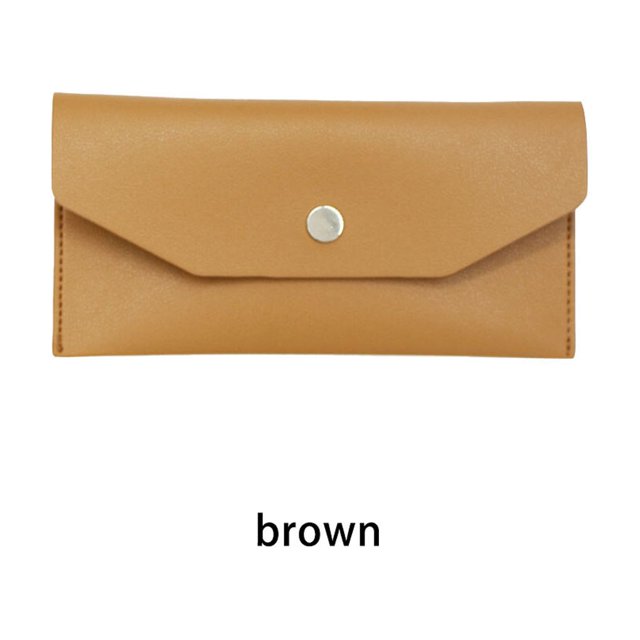 PU Leather Women Cash Wallet Replacement Rectangular Hasp Solid Color Replacement Rectangular Snap Button Elegant Exquisite Girls Purse Birthday Gift Brown