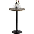 thumbnail image 4 of Lacoo Metal Round Pub Table, Black/Faux Marble, 4 of 7