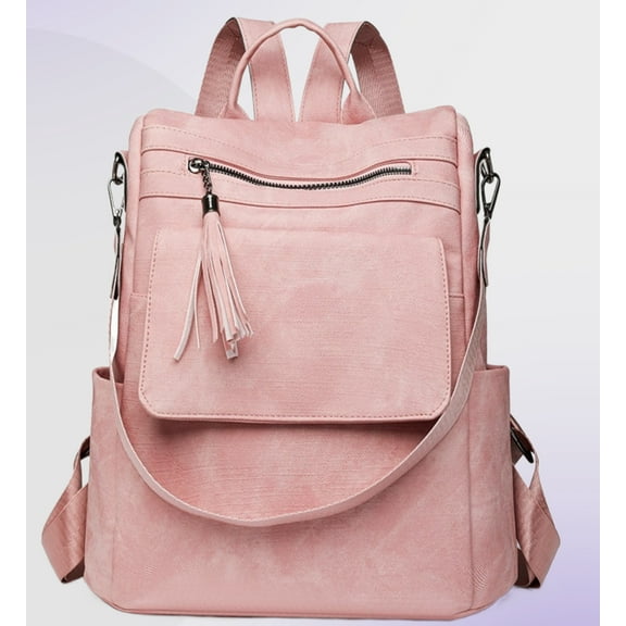 Backpack Purse for Women, Women Backpack Purse Leather Waterproof Anti-theft Shoulder Bags Handbags Female - Pink