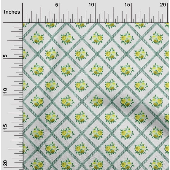 oneOone Viscose Chiffon Fabric Diamond|Leaves & Rose Floral Print Sewing Fabric BTY 42 Inches Wide