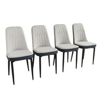 IVV 4-Pack Dining Chairs, Modern Faux Leather Upholstered Kitchen Chairs, Armless Accent Chairs with High Back & Metal Legs for Dining, Living & Meeting Room, White Blue