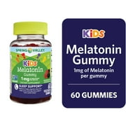 Spring Valley Kids Melatonin Dietary Supplement Gummies, Raspberry, 1 mg, 60 Count