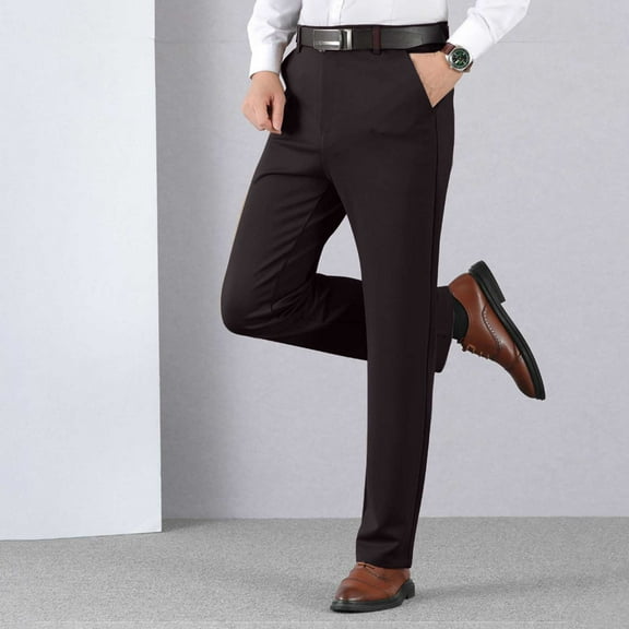 asjyhkr Plus Size Mens Dress Pants Button Zipper Waist Casual Lightweight Solid Color Hiking Work Business Pants with Pockets,Size S-4XL