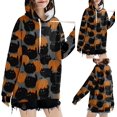 thumbnail image 2 of Chandail en Molleton Chat Citrouille Pull Col Rond Halloween pour Femmes Manches Longues Décontracté Ample, 2 of 7