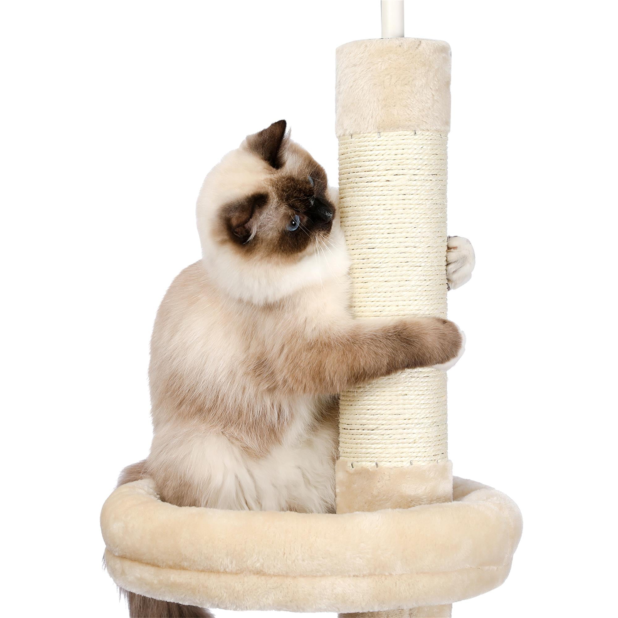 Pefilos Cat Tree Tower Interactive Adjustable 90"-108" Tall, 5-Tier Floor to Ceiling Cat Tower for Indoor Cats, Beige Pefilos Cat Tree Tower Interactive Adjustable 90"-108" Tall, 5-Tier Floor to Ceiling Cat Tower for Indoor Cats, Beige