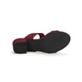 thumbnail image 3 of Women's Dual Straps Mid Chunky Heel Slide Sandals Burgundy 6, 3 of 8