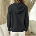 thumbnail image 6 of Women Fall Winter Solid Color Chunky Knit Long Sleeve Button Front Button Up Hooded Cardigan Sweater Jacket Casual Stylish Daily Fashion Outerwear Autumn Winter Office Home Clothing Black 3XL, 6 of 7