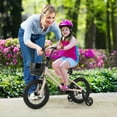 thumbnail image 4 of Costway Vélo pour Enfant 14 Pouces avec Roues Stabilisatrices, Guidon et Selle Réglables, Frein à Main, Rose, 4 of 10