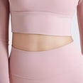 thumbnail image 5 of Women's Long Sleeve Fake Two Piece Tops Mesh Sheer Slim Fit Yoga Workout Cropped Tops with Sport Bra Gym Athletic Shirts Pink,S, 5 of 6