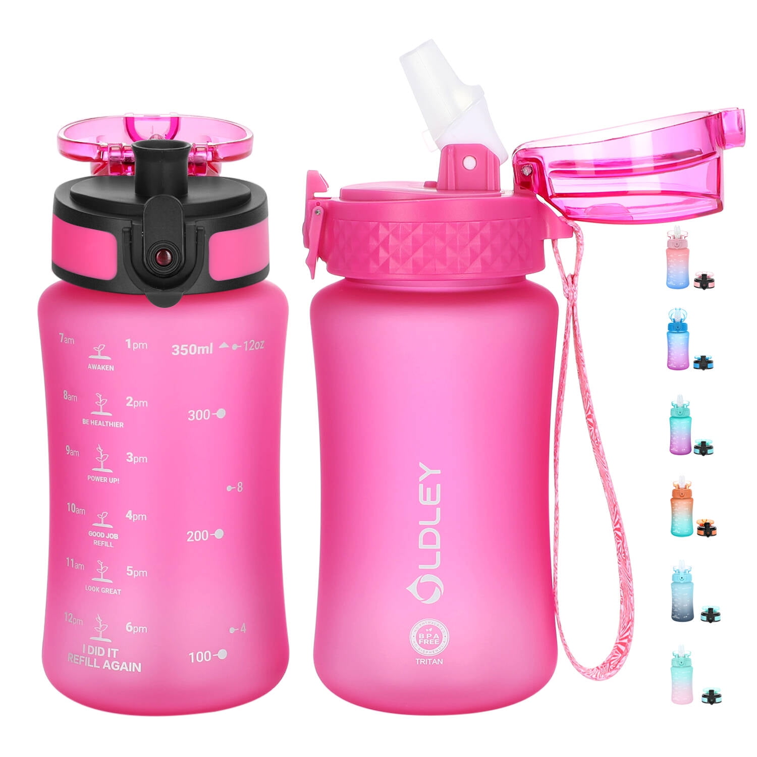 Oldley Kids Water Bottle 12 oz BPA Free Reusable Motivational Water