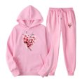 thumbnail image 2 of Feancey Deals of The Day Clearance Prime Sale Womens Hoodie Sweat Suit 2025 Trendy Valentines Day Lounge 2 Piece Sets Cute Heart Print Pullover and Jogging Sweatpants Tracksuit Set Pink S, 2 of 6