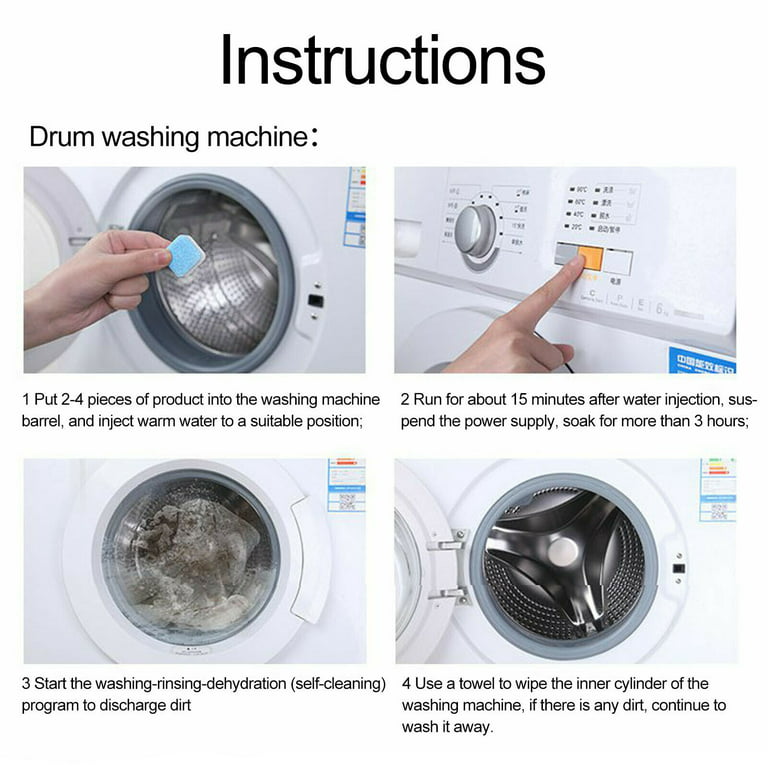 Washing Machine Cleaner Descaler 12Pcs - Deep Cleaning Tablets For HE Front  Loader & Top Load Washer, Clean Inside Drum And Laundry Tub Seal 