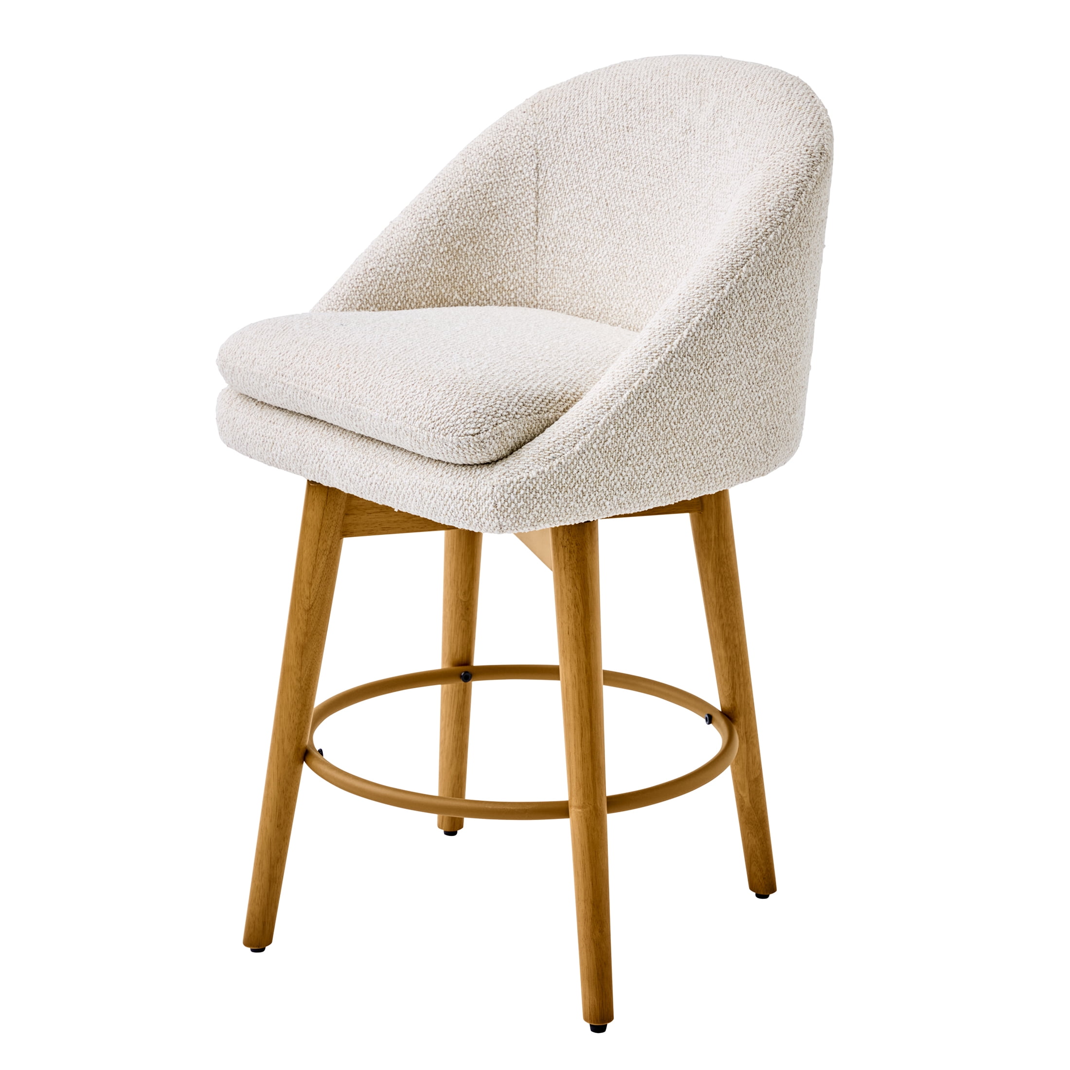 (2 pack) Better Homes & Gardens Mira Swivel Counter Stool, Cream & Light Honey, Set of 2