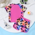 thumbnail image 6 of Girls Two Piece Coconut Tree Print Tankini Swimsuit Tropical Gradient Swimwear with Swim Shorts for Youth Summer Fashion Red 1 Years-2 Years, 6 of 7