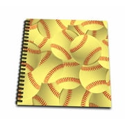 3dRose Softball pattern - yellow red stitched balls - Soft ball sport - sporty - sporting game - team jock - Mini Notepad, 4 by 4-inch