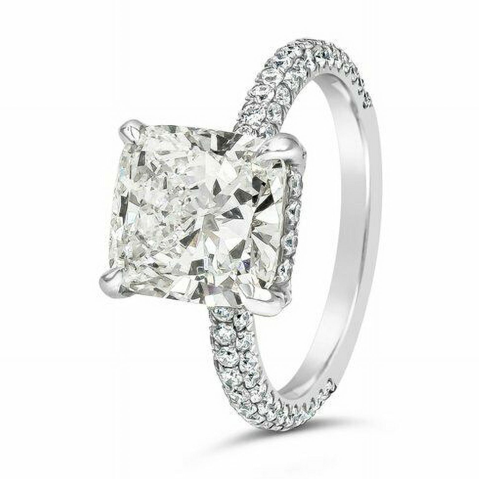 HeartsAndYou 1.6ct Cushion Cut Moissanite Engagement Ring for Women Accent Solitaire 18k White Gold Over Silver