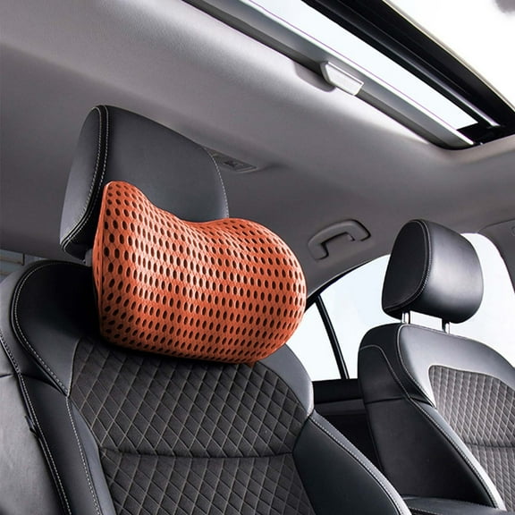 pvdgvd Memory Foam Car Neck Pillow Protective Lumbar Back Support Breathable Car Headrest Cushion Relieve Stress Car Seat Pillow Orange
