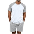 thumbnail image 3 of Bovxnpu Mens Pajamas Set Crewneck Short Sleeve Pajama Set Sleepwear, 3 of 7