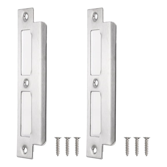 Uxcell 2Pcs 155mm x 35mm 201 Stainless Steel Door Latch Deadbolt Strike Plate, Silver