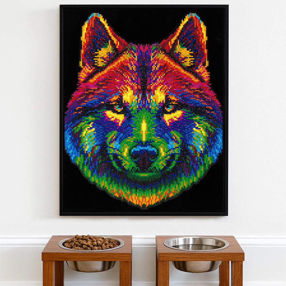 Diamond Dotz Neon Flock Wolf Diamond Painting Kits for Adults - Colorful Diamond Art Kits a Relaxing Creative Craft Kit with Dotz Gems 18x14