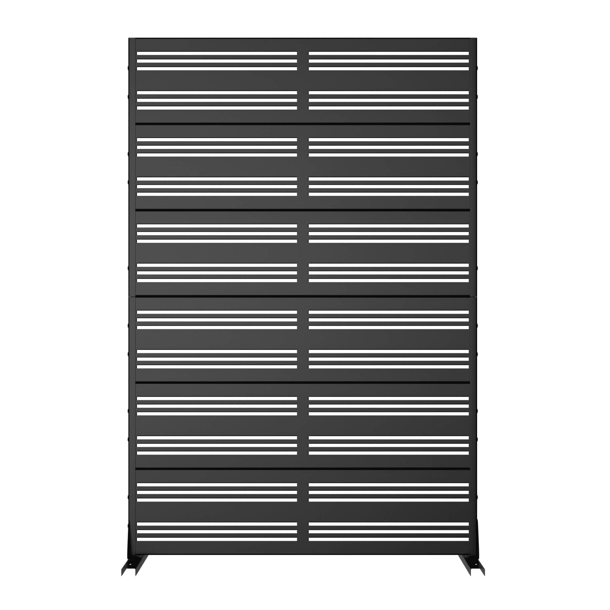 MAYEERTY 72x47x16 Inch Black Wide 1 Narrow 2 Louvered Galvanized Steel Privacy Screen, 6 Piece Set for Outdoor Street