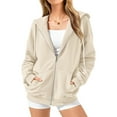 thumbnail image 4 of Zip Up Hoodies for Women 2025 Fall Winter Long Sleeve Plain Basic Hooded Sweatshirt with Pockets Jacket Coat, 4 of 7